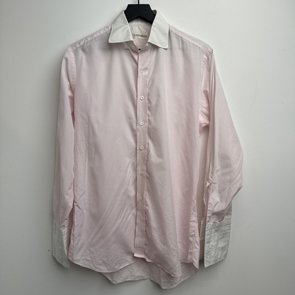 Y William Yu French Cuff Shirt Mens S Light Rose Pink Button Down Custom Made